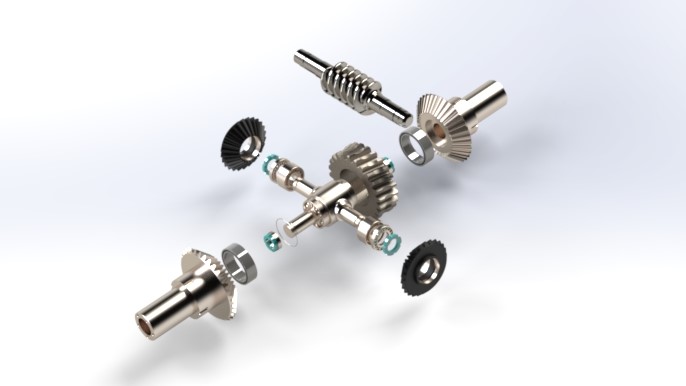 差动齿轮减速器爆炸图3D模型图纸 Solidworks设计